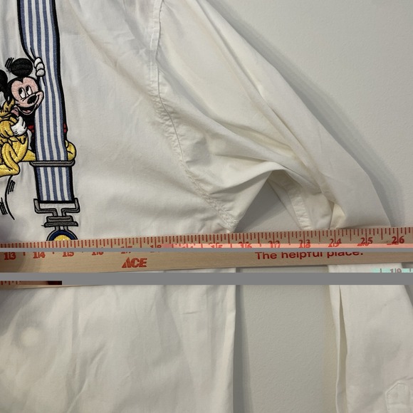 Vtg 90s Walt Disney World Mickey Mouse Suspender Shirt Embroidered Trompe L'oeil - Picture 8 of 16